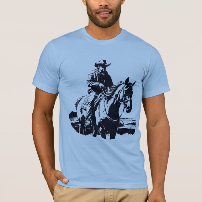 T-shirt Wild West Cowboy Horse Back Riding (Devant)