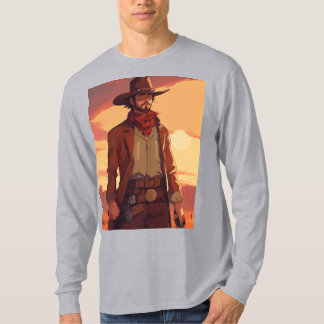 T-shirt Wild West Gunslinger - 90s Vintage Anime Portrait