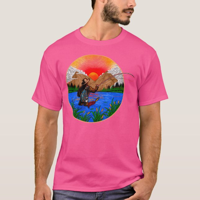 T-shirt Wild With Bigfoot Fishing (Devant)