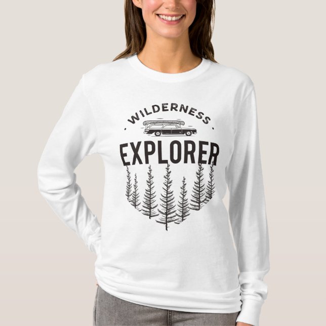 T-shirt Wilderness Explorer Break Wagon Canoë Arbres (Devant)
