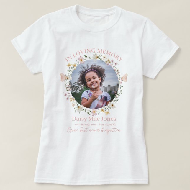 T-shirt Wildflower In Loving Memory Memorial Funeral Photo (Design devant)