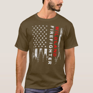 T-shirt Wildland Firefighter Us Flag Firemen