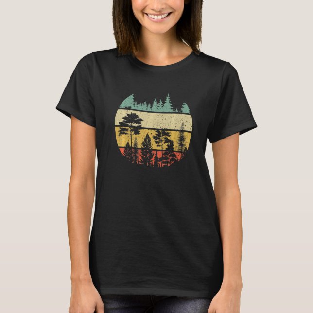 T-shirt Wildlife Trees  Outdoors Nature Retro Forest (Devant)