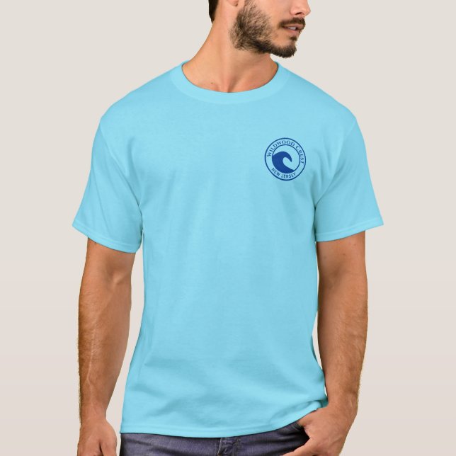 T-shirt Wildwood Crest Blue Ocean Wave Circle Design (Devant)