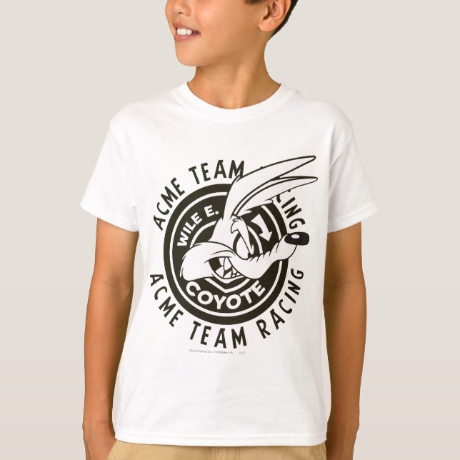 T-shirt WILE E. COYOTE™ Équipe de course Acme N&B (Devant)