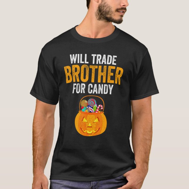 T-shirt Will Trade Brother Pour Candy Halloween Enfants Ga (Devant)