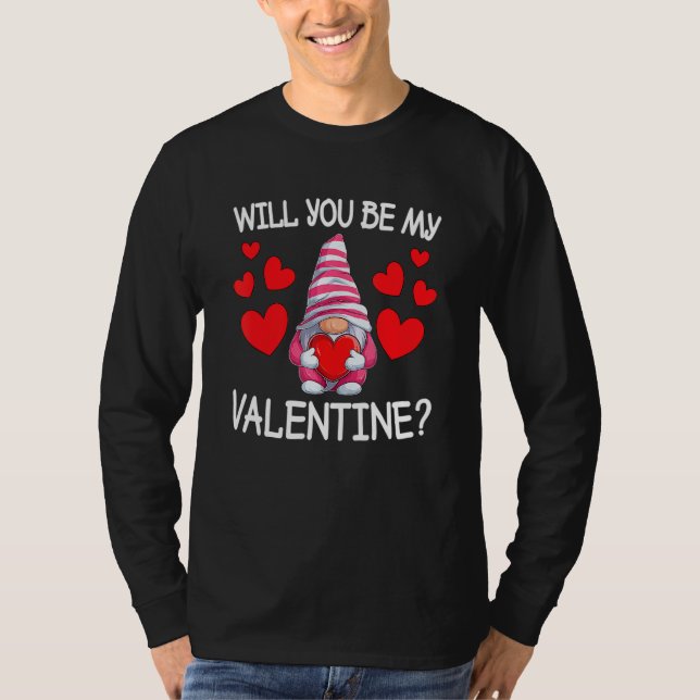 T-shirt Will You Be My Valentine Gnome Heart Valentines Da (Devant)