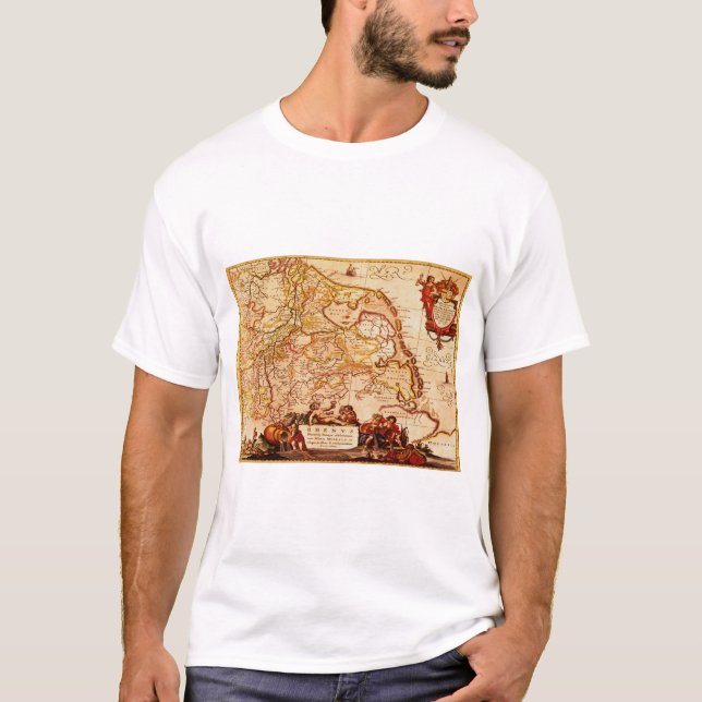 T-shirt Willem Janszoon Blaeu Ancienne carte allemande (Devant)