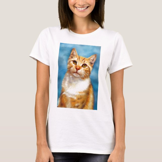 T-shirt William doux - art orange de chat tigré (Devant)