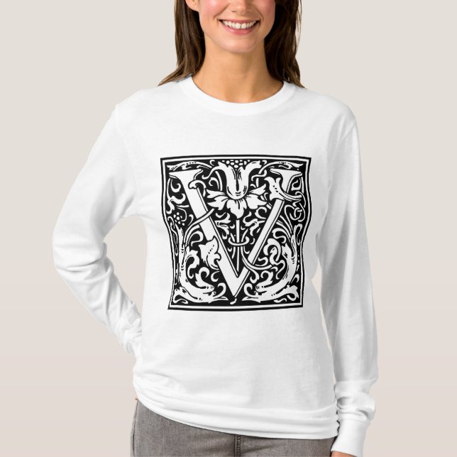 T-shirt William Morris Alphabet "V" (Devant)