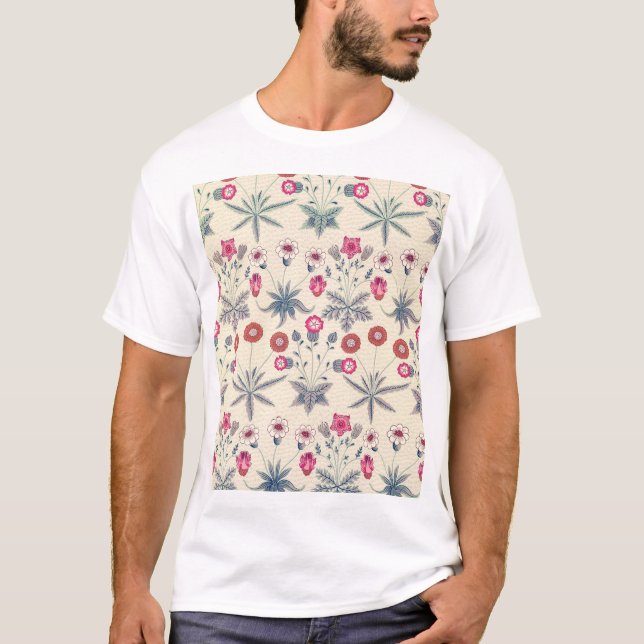 T-shirt William Morris Daisy Motif Floral Rouge Orange (Devant)