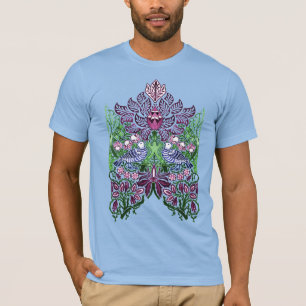 T-shirt William Morris Folk Art Oiseaux Fleurs Acorns