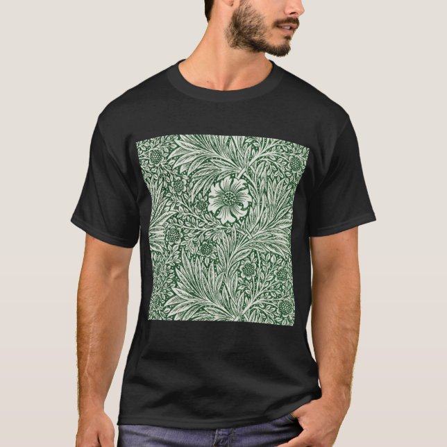 T-shirt william morris marigold vert floral fleur (Devant)