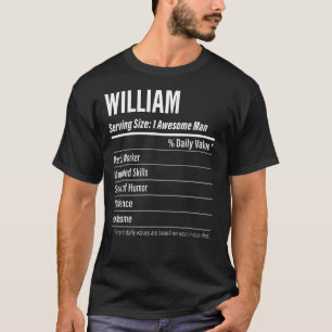 T-shirt William Taille du service Nutrition Étiquette Calo