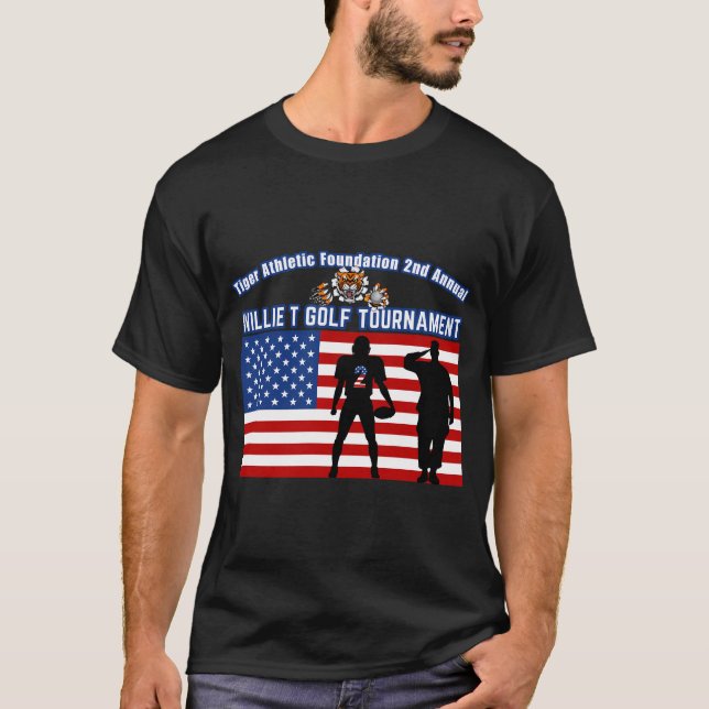 T-shirt Willie T Golf American Flag Tiger (Devant)