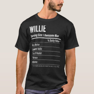 T-shirt Willie Taille de la portion Nutrition Étiquette Ca