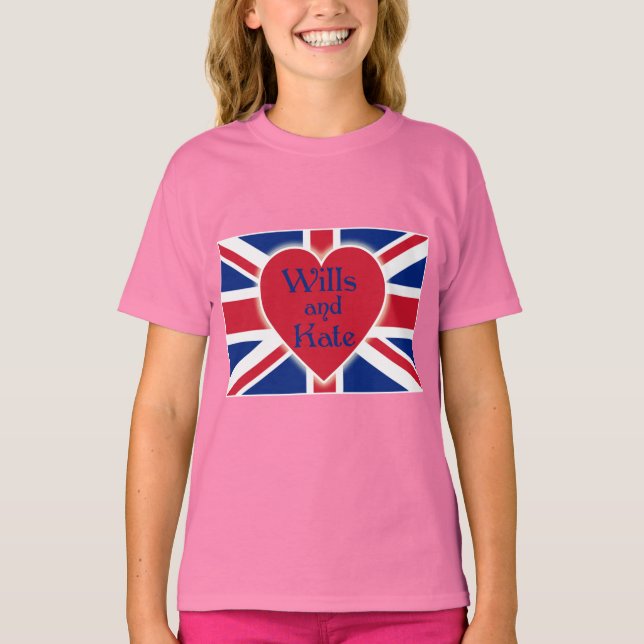 T-shirt Wills et Kate avec Union Jack sur les t-shirts, ca (Devant)