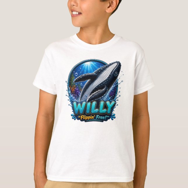T-shirt Willy Whale – Flippin’ Libre. Drôle (Devant)