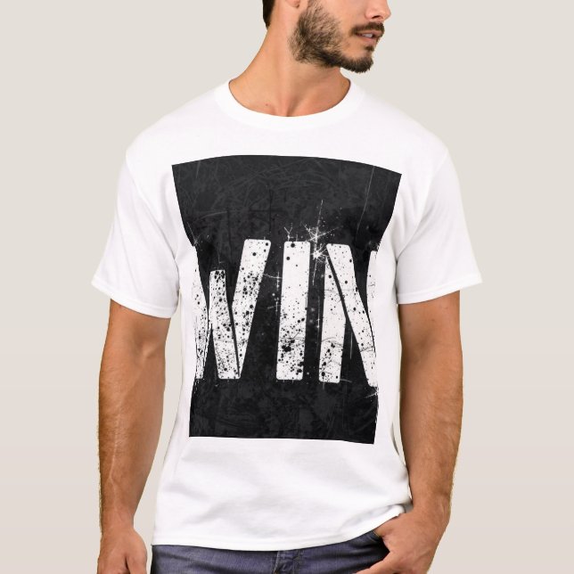 T-Shirt WIN Texte en détresse Grunge  (Devant)