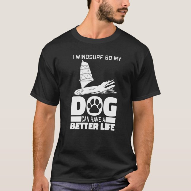 T-shirt Windsurfer Dog - Sailboarding Boardsailing Windsur (Devant)