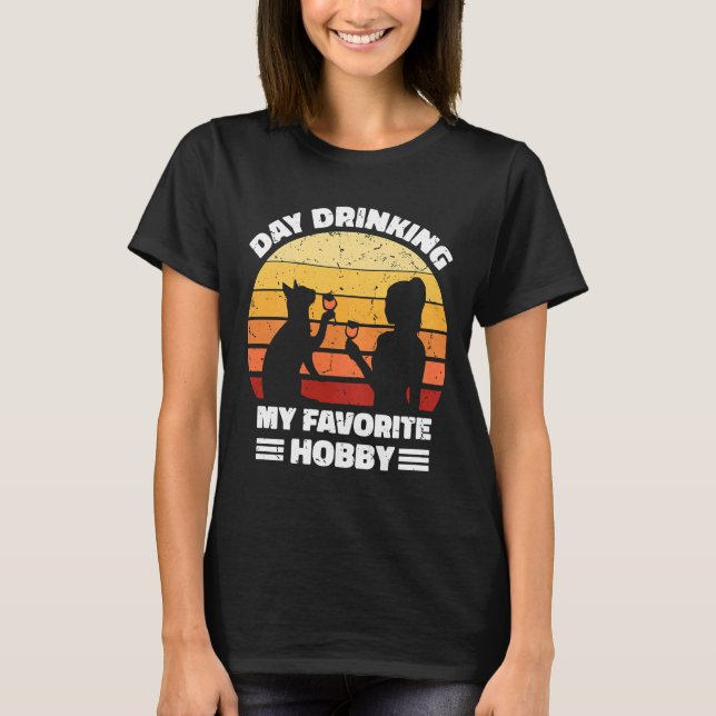 T-shirt Wine Cat Day Drinking My Favori (Devant)