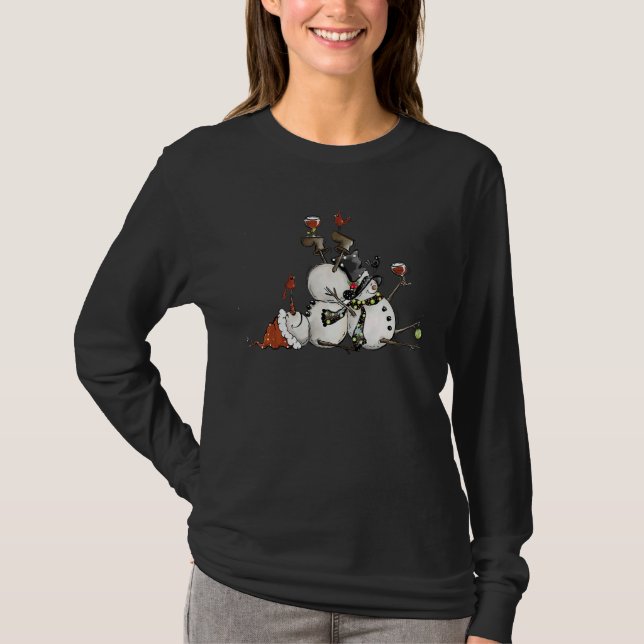 T-shirt Wine  Cute Snowman I'm Dreaming Of A Wine Christma (Devant)