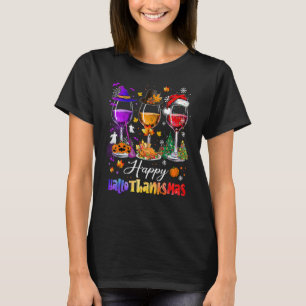 T-shirt Wine Glasses Witch Santa Hat