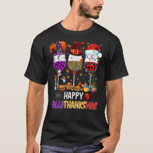 T-shirt Wine Glasses Witch Santa Hat
