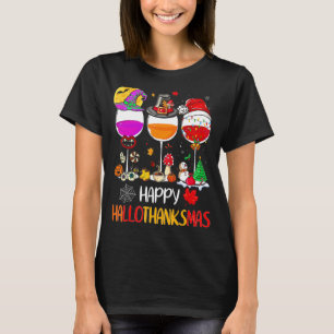 T-shirt Wine Glasses Witch Santa Hat