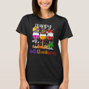 T-shirt Wine Glasses Witch Santa Hat