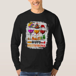 T-shirt Wine Glasses Witch Santa Hat