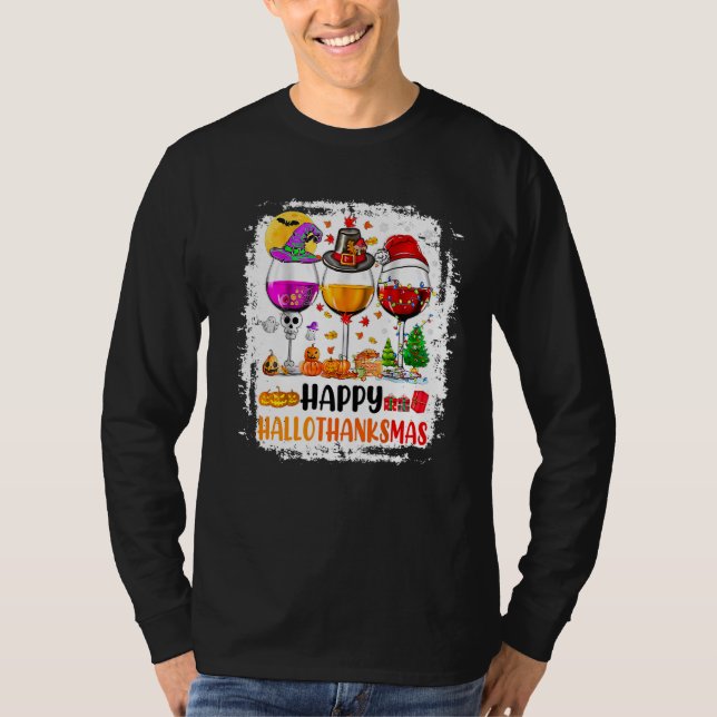 T-shirt Wine Glasses Witch Santa Hat (Devant)