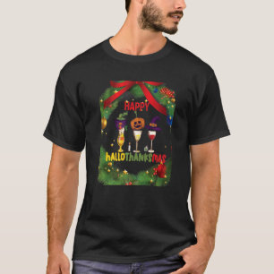T-shirt Wine Glasses Witch Santa Hat