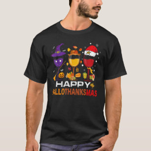 T-shirt Wine Glasses Witch Santa Hat