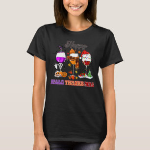 T-shirt Wine Glasses Witch Santa Hat