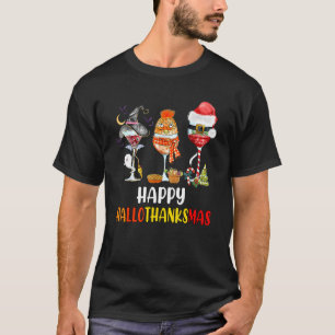 T-shirt Wine Glasses Witch Santa Hat