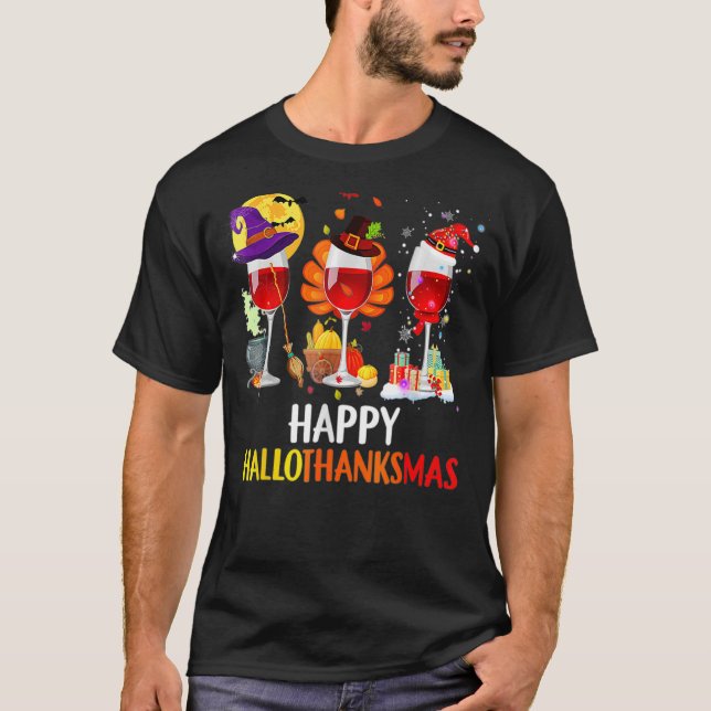 T-shirt Wine Glasses Witch Santa Hat (Devant)