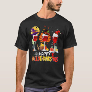 T-shirt Wine Glasses Witch Santa Hat