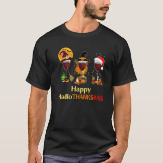 T-shirt Wine Glasses Witch Santa Hat