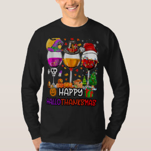 T-shirt Wine Glasses Witch Santa Hat
