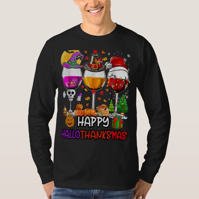 T-shirt Wine Glasses Witch Santa Hat (Devant)