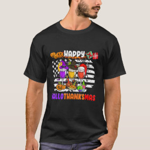 T-shirt Wine Glasses Witch Santa Hat