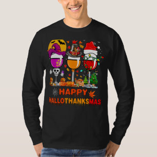 T-shirt Wine Glasses Witch Santa Hat