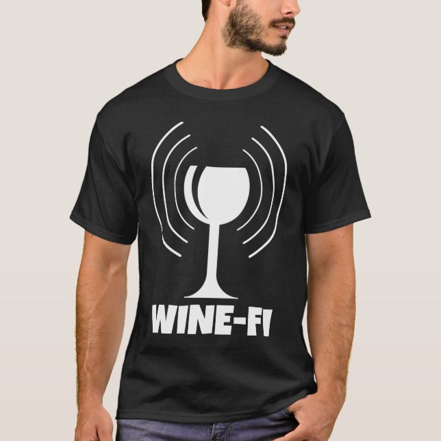 T-shirt Wine-wifi Humour Waves (Devant)