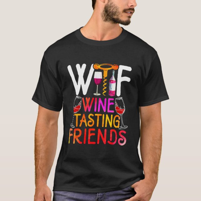 T-shirt Wine   Wine Tasting Friends Retro Drinking Wine (Devant)