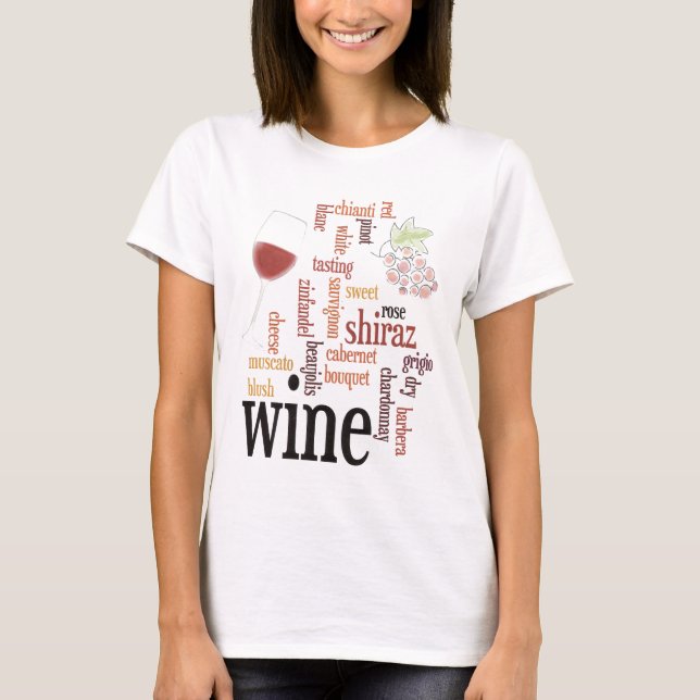 T-shirt Wine Word Cloud (Devant)