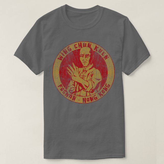 T-shirt Wing Chun Kuen or en détresse (Design devant)