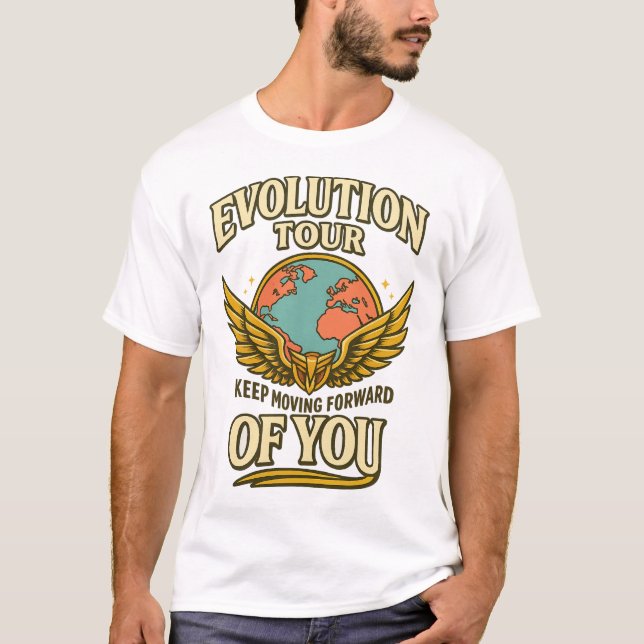 T-shirt  Winged Globe Motivational Vintage Art (Devant)