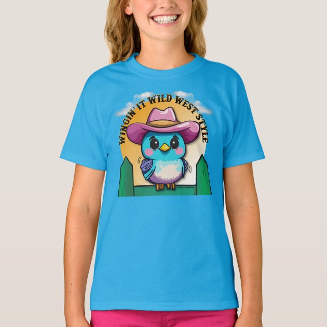 T-shirt Wingin' It Wild West Style -Bleu mignon (Devant)