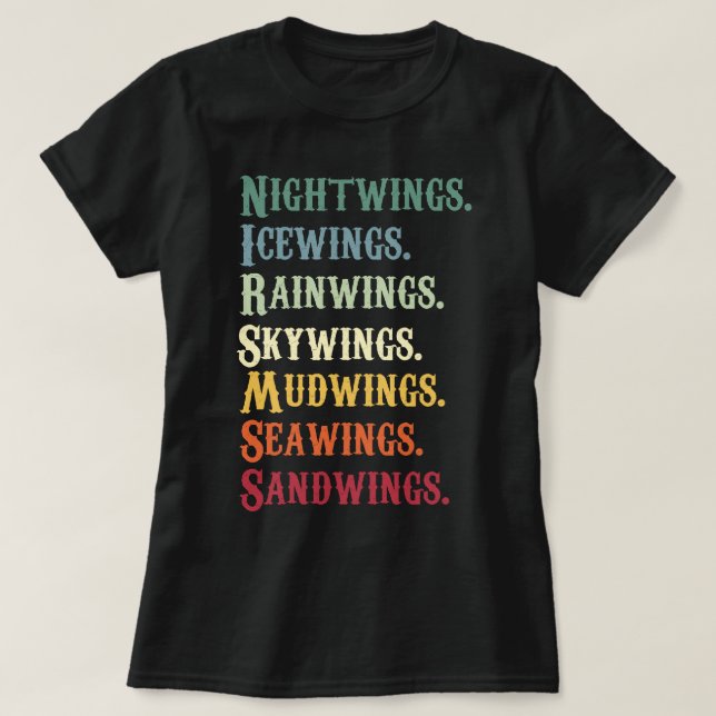 T-shirt Wings of Fire Characters Dragons Lover Bookish (Design devant)